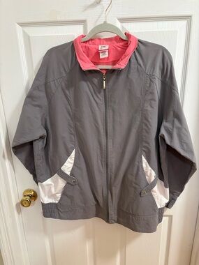 Just My Size brand grey and pink lightweight windbreaker jacket